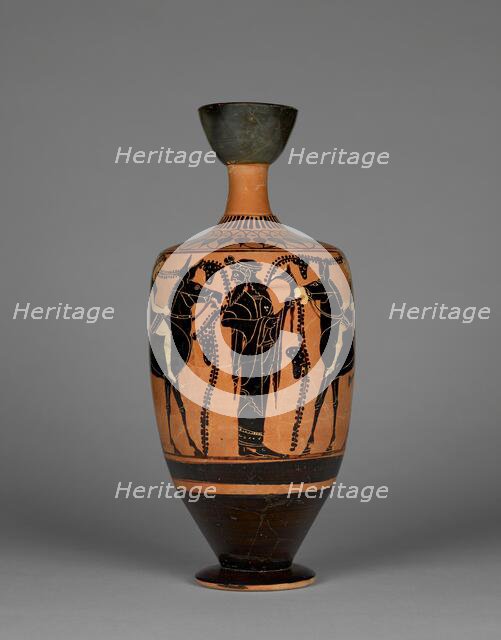 Attic Black-Figure Lekythos, about 500 BC. Creator: Leagros Group.