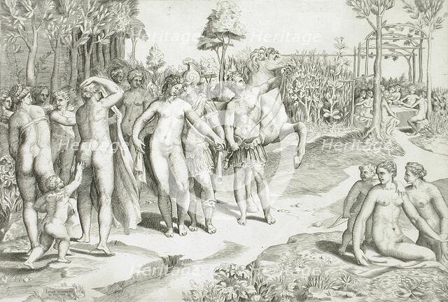 Ruggero in the Garden of Alcina, c1545. Creator: Giulio Bonasone.