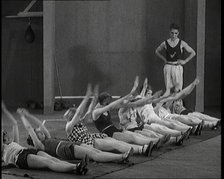 A Group of Dancers in Training Doing Exercises, 1920s. Creator: British Pathe Ltd.