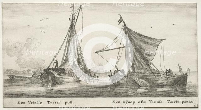 Ships of Amsterdam: A Frisian Peat Barge. The Dÿnop, near the Veensche Peat Pond. Creator: Reinier Nooms (Dutch, c. 1623-1667).