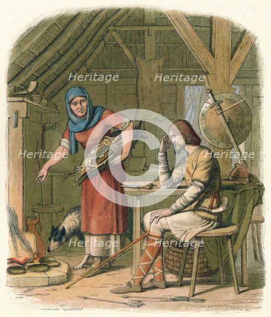 'Alfred in the neatherd's cottage', c878 (1864). Artist: James William Edmund Doyle.