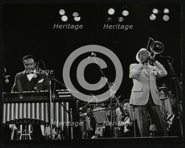Lionel Hampton (vibraphone) and Al Grey (trombone) on stage at Knebworth, Hertfordshire, July 1982. Artist: Denis Williams