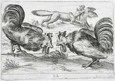 Two Roosters Fighting, 1610. Creator: Hendrick Hondius I.