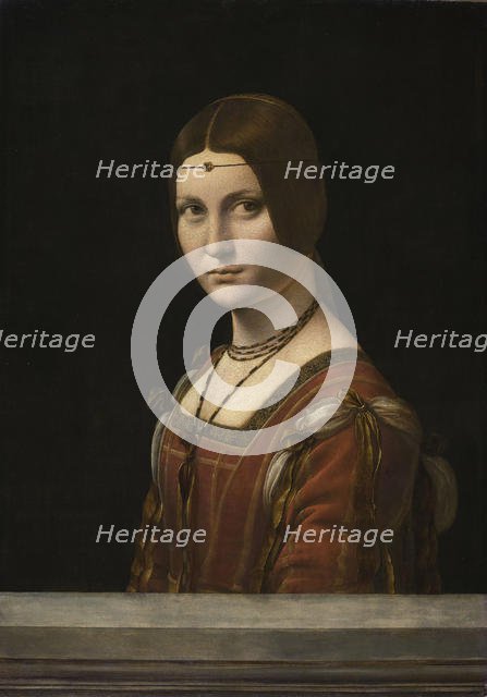 Portrait of an Unknown Woman, called La Belle Ferronnière, 1490-1496. Creator: Leonardo da Vinci, (School)  .