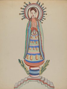 New Mexico, "Bulto", Polychromed Wooden Figure, 1935/1942. Creator: E. Boyd.