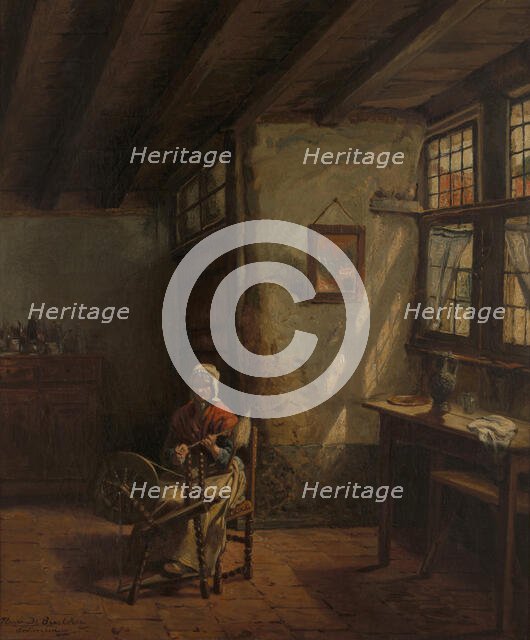 The Spinner, 1865-1870. Creator: Henri Jean Augustin de Braekeleer.