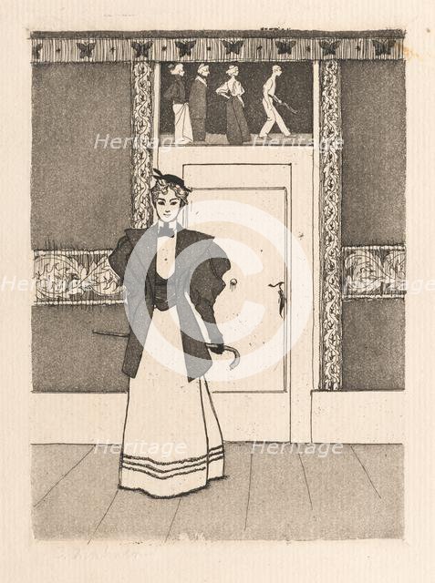 Interior with Young Woman in Walking Costume, 1895. Creator: Eugen Kirchner (German, 1865-1938).