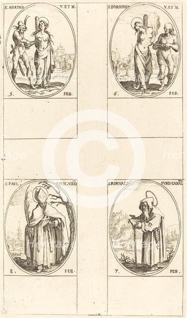 St. Agatha; St. Dorothy; St. Romuald of Ravenna; St. Paul, Bishop of Verdun. Creator: Jacques Callot.