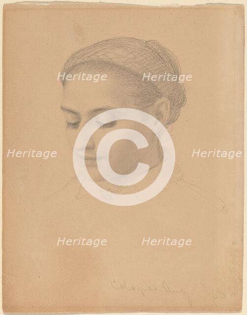 Head of a Young Woman, 1850. Creator: Eastman Johnson.