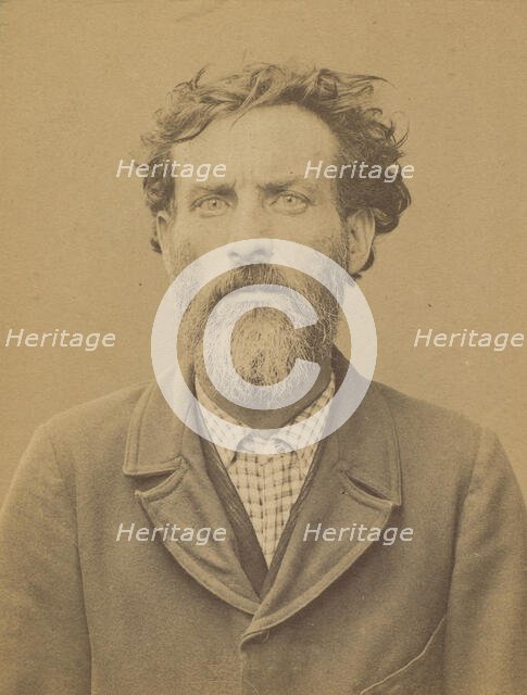 Pidoux. Jean. Victor. 45 ans, né au Châtelet (Seine-et-Marne). Estampeur de métaux. Anarch..., 1894. Creator: Alphonse Bertillon.