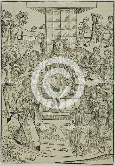 The Stoning of Zacharias and Isaias, page 9 from the Treasury (Schatzbehalter), 1491. Creator: Michael Wolgemut.