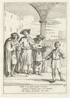 Fà ballar i Cani (Street Entertainer), published 1753. Creator: Gaetano Gherardo Zompini.