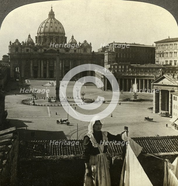 St Peter's Square and Basilica and the Vatican, Rome, Italy.Artist: Underwood & Underwood