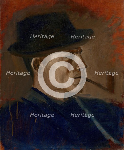 Man in Blue Smoking, 1880-1900. Creator: Ladislav Mednyanszky.