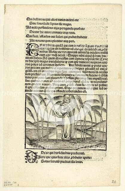 The Man Who Therefore Preached to the Reeds (recto) and The Armed Noble Who..., 1929. Creators: Unknown, Michael Furter, Wilhelm Ludwig Schreiber.