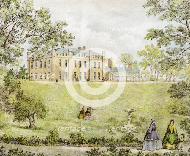 South-east view of Lenton Hall, Nottingham, Nottinghamshire, 1867. Artist: Unknown
