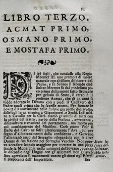 "Mappamondo Istorico", Volume VI, Part II: Life of the Ottoman Emperors, 1722. Creator: Antonio Foresti.