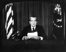 President Richard Nixon's televised resignation, 8th August 1974. Artist: Unknown