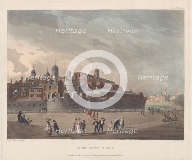 View of the Tower, October 1, 1809., October 1, 1809. Creators: Thomas Rowlandson, Augustus Charles Pugin, Thomas Sunderland.