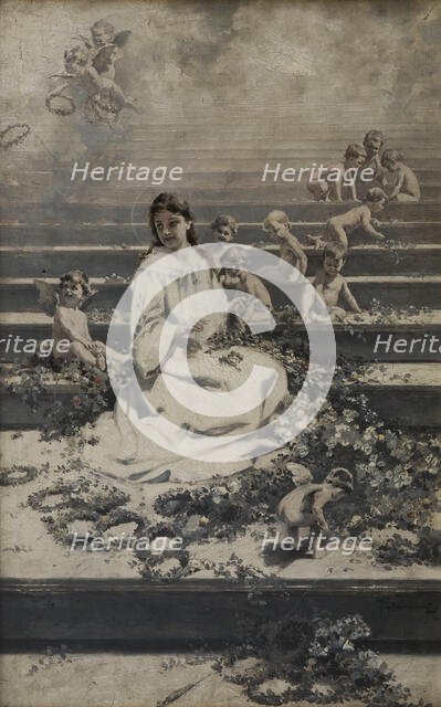 Wreath-Weaving (Our Lady of the Herbs), "Queen of Heaven. Legends of the Virgin Mary", 1894. Creator: Piotr Stachiewicz.