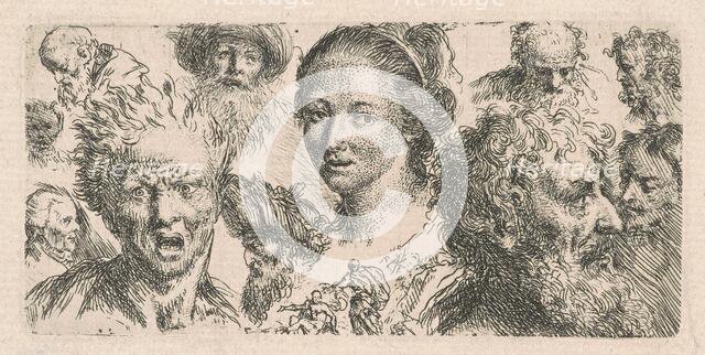 Studies of Eleven Heads, 1770s(?). Creator: Bartholomaeus Ignaz Weiss.