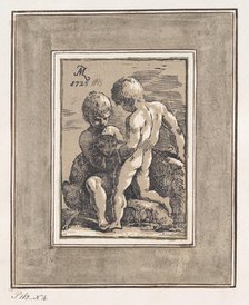 Two Children Playing with a Lamb, 1725. Creator: Anton Maria Zanetti.