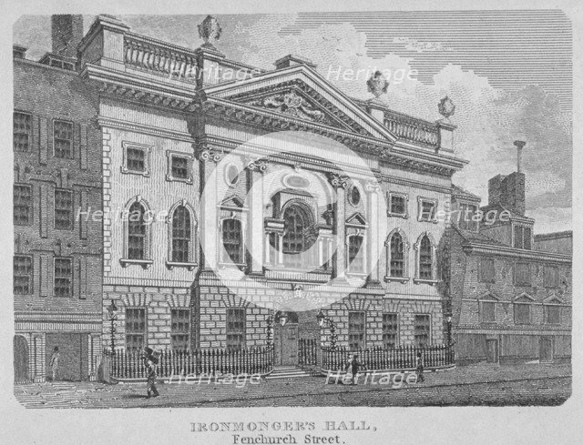 Ironmongers' Hall, Fenchurch Street, City of London, 1830. Artist: Anon