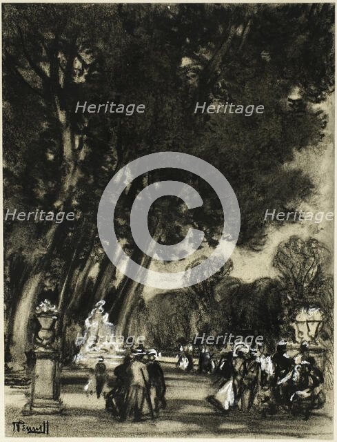 The Garden of the Island, Aranjuez, c. 1903. Creator: Joseph J Pennell.