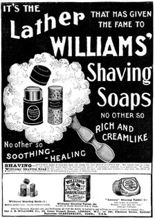 Advertisement for Williams' Shaving Soaps, 1898. Creator: Unknown.