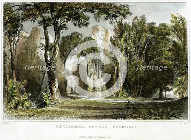 Restormel Castle, Restormel, Lostwithiel, Cornwall, c1830. Creator: Thomas Allom.