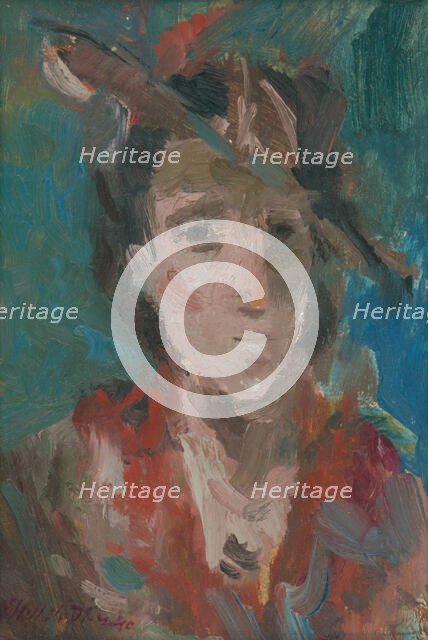 Head study of a woman in a hat, 1940. Creator: Bedrich Hoffstädter.