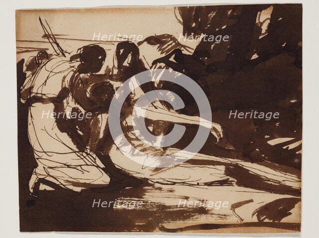 Erminia and Vafrino Ministering to the Wounded Tancred, c1776. Creator: George Romney.