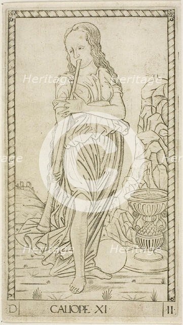 Calliope, plate eleven from Apollo and the Muses, c.1465. Creator: Unknown.