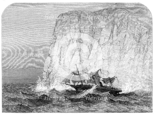 The screw steam-ship Royal Standard in collision with an iceberg...home voyage from Melbourne, 1864. Creator: Unknown.