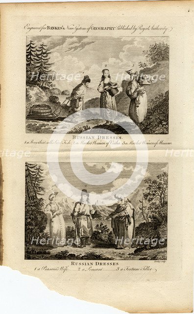 Russian Dresses, ca 1775. Artist: Tookey, James (active End of 18th cen.)