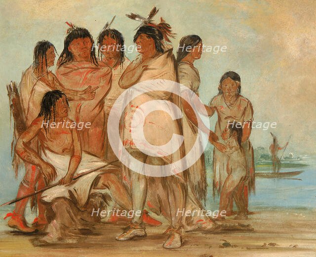 Du-cór-re-a, Chief of the Tribe, and His Family, (1830?) Creator: George Catlin.