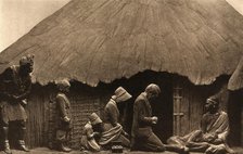 David Livingstone memorial in Blantyre; Livingstone and his family, kneeling and praying..., c1890s. Creator: Unknown.