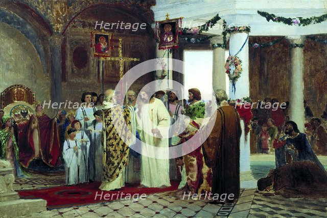 The Baptism of grand prince of Kiev Vladimir the Great in 987', 1883.  Creator: Bronnikov, Feodor Andreyevich (1827-1902).