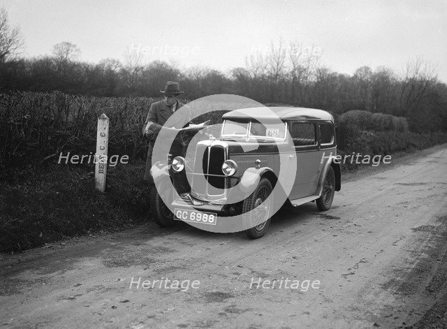 Standard Swallow saloon of WD Budley at the JCC Half-Day Trial, 1930. Artist: Bill Brunell.