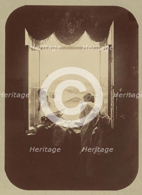 [Two Young Women at Window], ca. 1870. Creator: Andrei Osipovich Karelin.