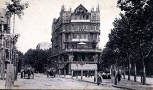 View of the Ambos Mundos Hotel in the corner of Ronda San Pedro and Ali-Bey streets of Barcelona …