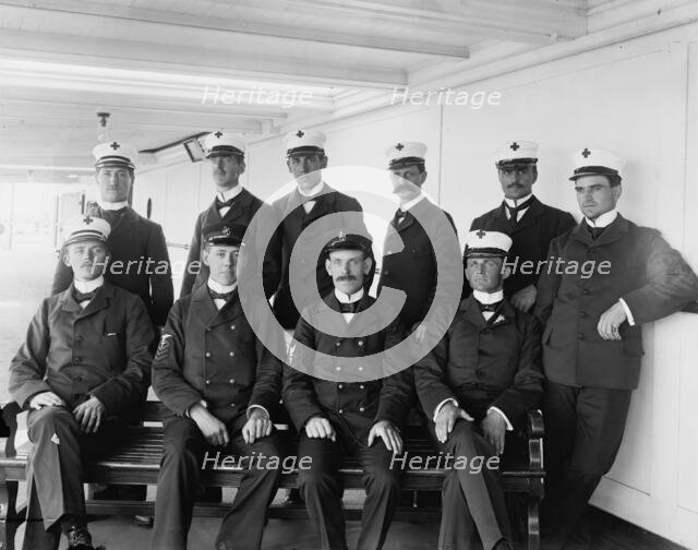 U.S.S. Solace apothecaries and nurses, 1898. Creator: Edward H Hart.