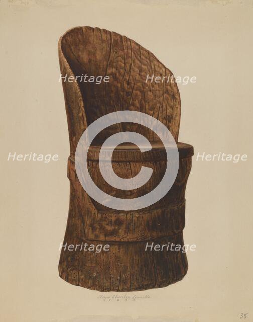 Wooden Log Chair, 1938. Creator: Lloyd Charles Lemcke.