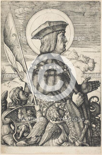 Emperor Maximilian I in the Guise of Saint George, c. 1509/1510. Creator: Daniel Hopfer.