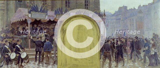 Esquisse pour le cabinet du préfet à l'Hôtel de Ville de Paris : Enrôlements volontaires...., 1889. Creator: Adolphe Gustave Binet.