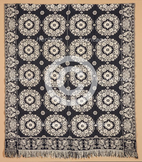 Bed Cover (Jacquard Coverlet), 1850. Creator: Samuel Graham.