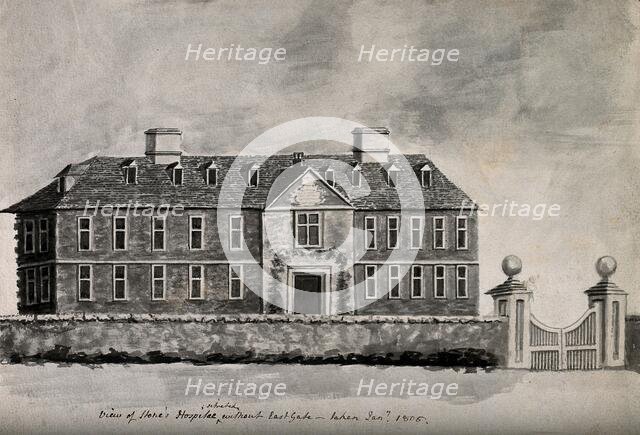 Stone's Hospital, Oxford: panoramic view, 1805. Creator: Unknown.