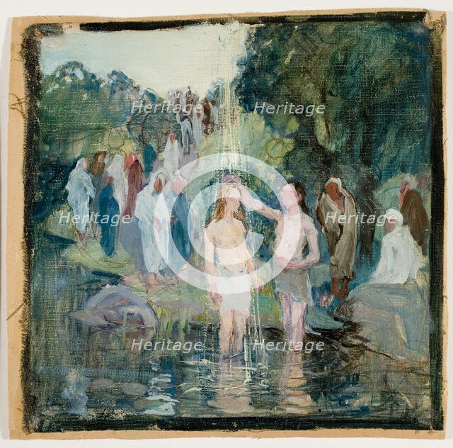 The Baptism of Christ, draft for the Luumäki church altarpiece, 1913. Creator: Pekka Halonen.