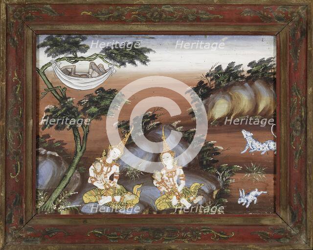 Vessantara Jataka, Chapter 11: While Jujaka Sleeps the Children are Cared For, late 19th century. Creator: Unknown.