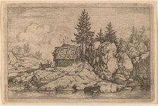 Two Fir Trees near Cottages, probably c. 1645/1656. Creator: Allart van Everdingen.